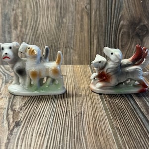 Adorable Set of 2 Vintage Bone China Terrier Dog Figurines from 1950's Japan