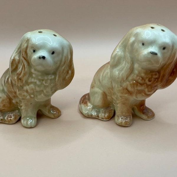 Vintage Set of Cute Spaniel Dog Salt & Pepper Shakers