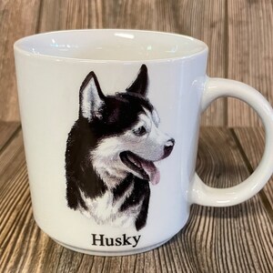 Vintage Siberian Husky White Dog Portrait Ceramic Coffee Mug ~Unused Condition