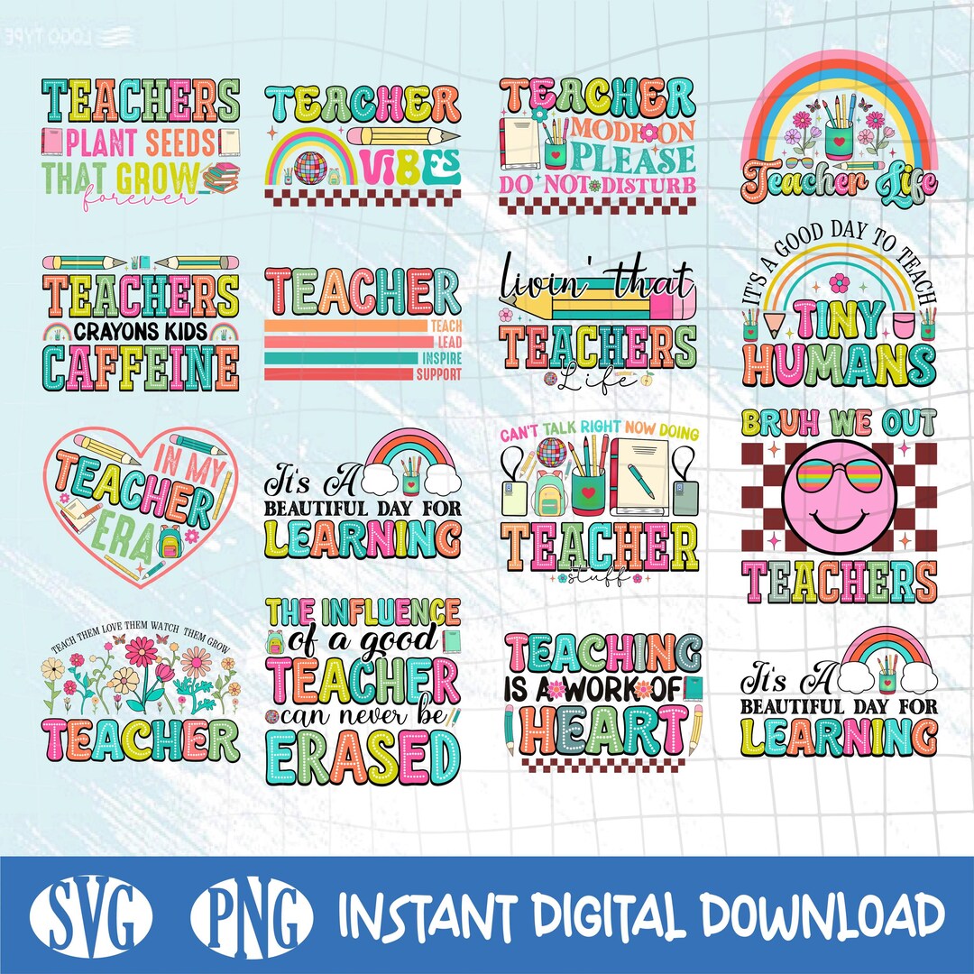 Retro Teacher Svg Bundle, Kindergarten Teacher Svg, Back to School Svg ...