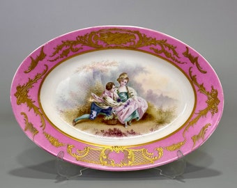 Antique Sevres Plate, 1846 French Hand-painted Porcelain Portrait