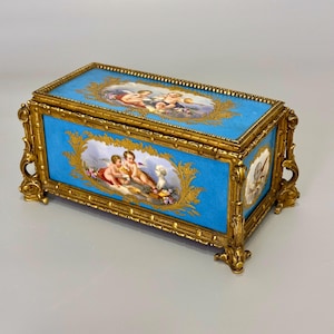Antique French Sevres Inkwell Box
