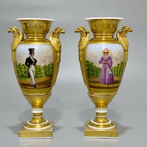Pair of Hand Painted French Vases