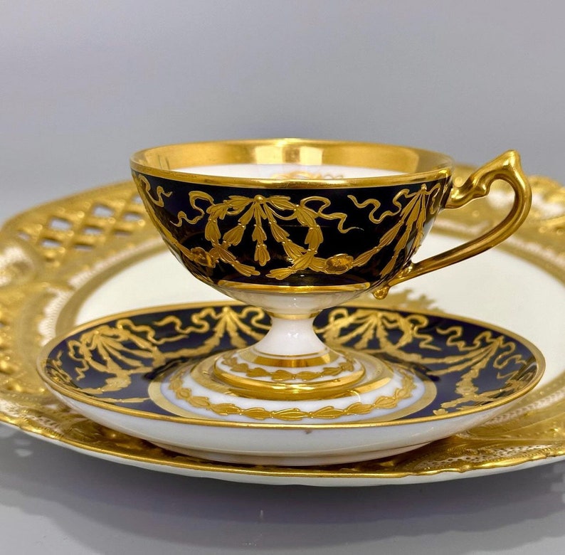 Tasse à Café Et Soucoupe Vintage Karl Richard Klemm Dresde Porcelaine Allemande