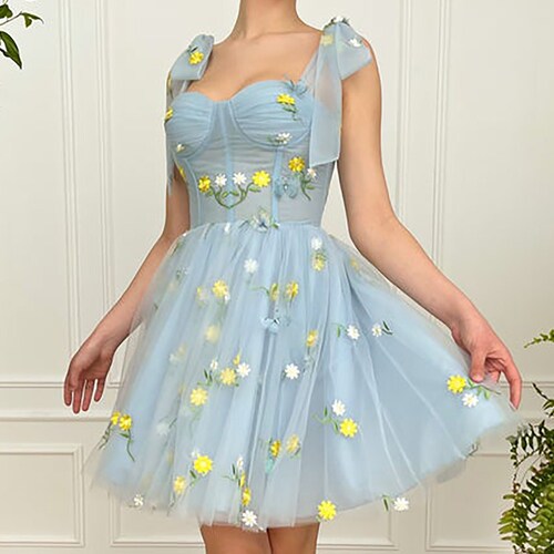 Blue Hearty Tulle Midi Prom Dress Fairy Sweetheart Short - Etsy UK