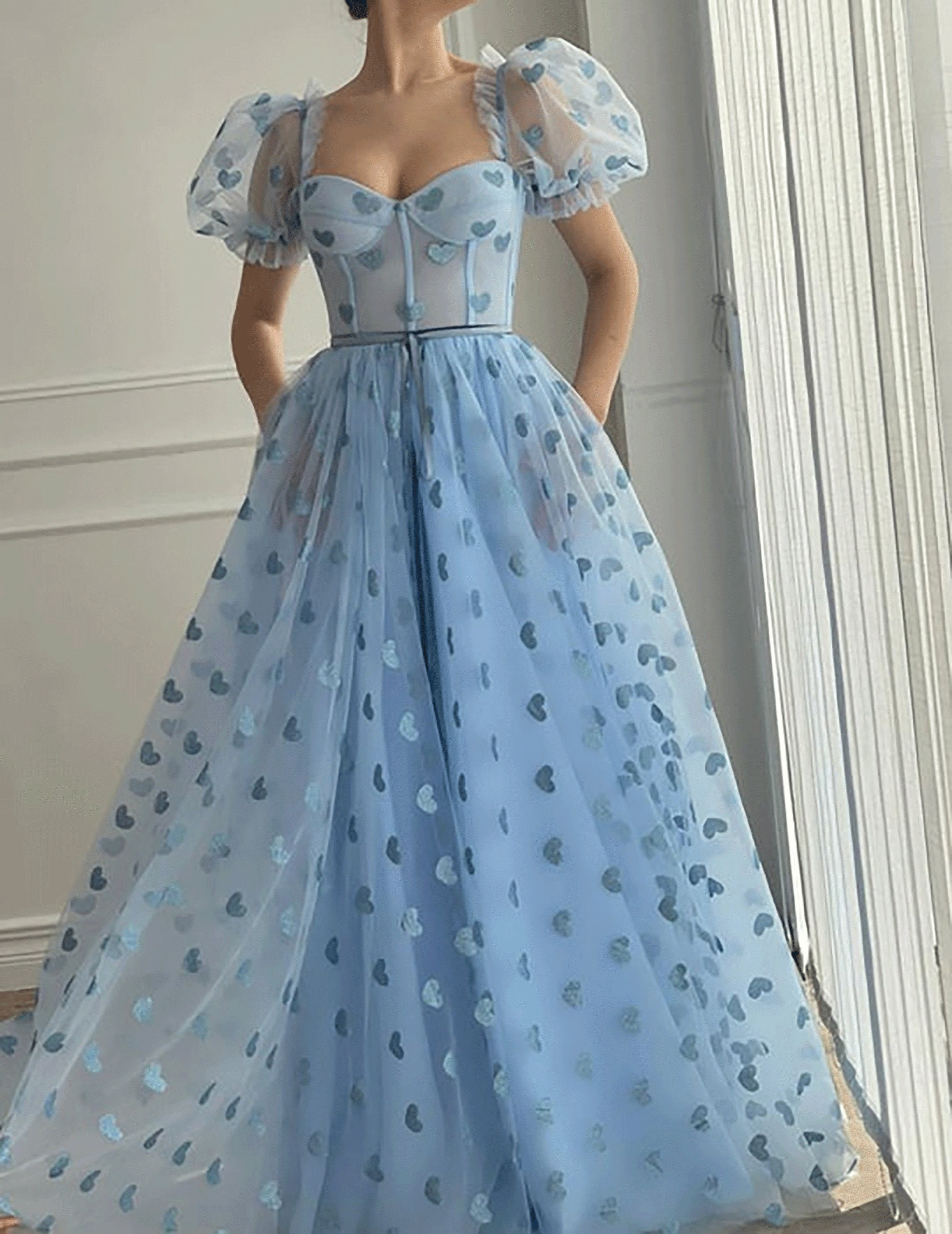 Blue Hearty Tulle Midi Prom Dress Fairy Sweetheart Short - Etsy UK