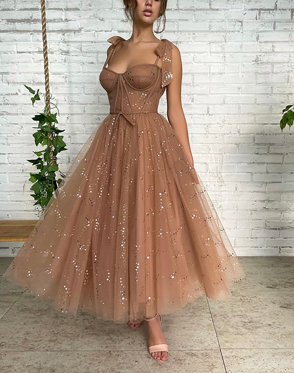 Elegant Apricot Oversized Draping Tulle Holiday Dress Two Piece Set Summer main image 0