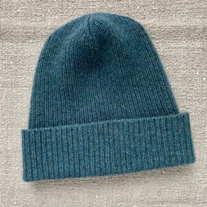 hand-knitted hats in sea blue color from 100% merino lambswool