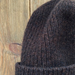 hand-knitted hats in dark chocolate color from 100% merino lambswool