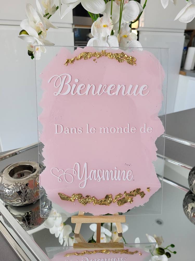 Panneau Plexy Personnalisé Décoration Orné de Feuilles d'or