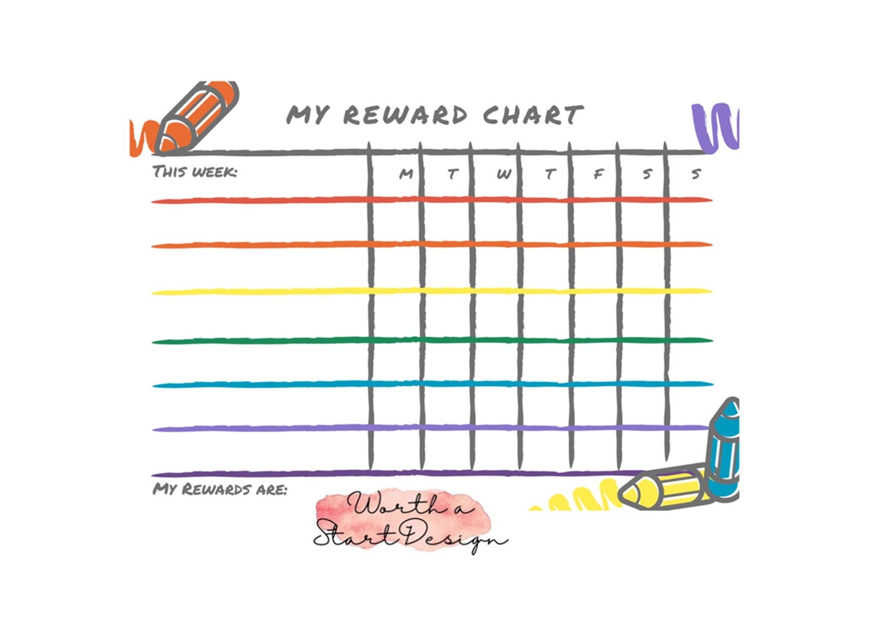 Customisable Childrens Reward Chart Etsy