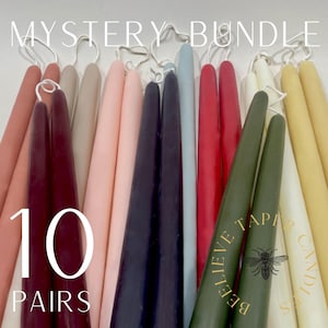 10 Pairs, Mystery Bundle Pure Beeswax Dipped Taper Candles Made in USA handcrafted fall wedding holiday candles beelieve taper candles