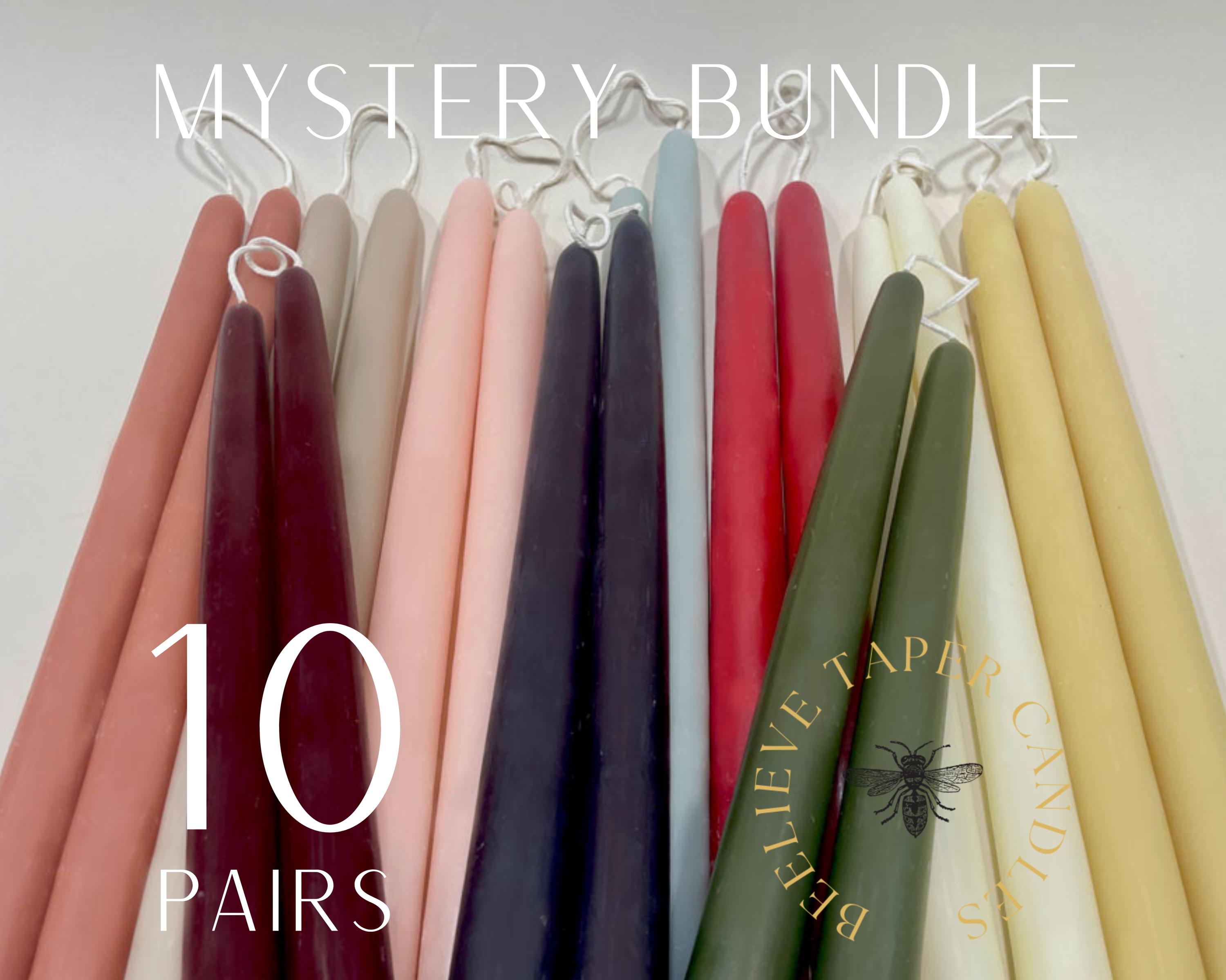 10 Pairs, Mystery Bundle Pure Beeswax Dipped Taper Candles Made in USA handcrafted fall wedding holiday candles beelieve taper candles