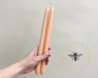 Auburn Pure Beeswax Dipped Taper Candle Pair Made in the USA handcrafted candles natural candles orange candles candlesticks