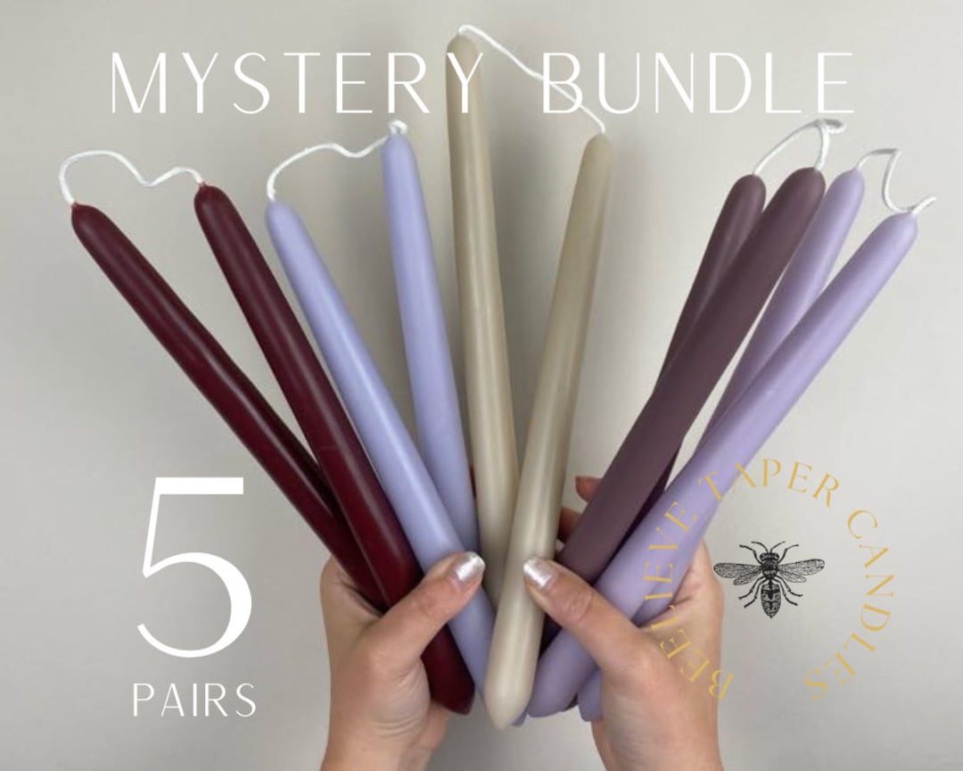 Mystery Bundle Pure Beeswax Dipped Taper Candles Made in USA Handcrafted Rainbow Fall Candles