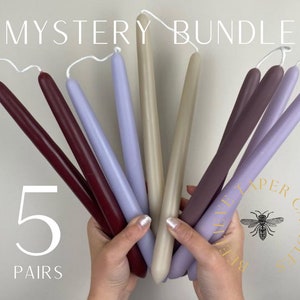 5 Pairs, Mystery Bundle Pure Beeswax Dipped Taper Candles Made in USA handcrafted fall candles wedding candles holiday beelieve taper candle