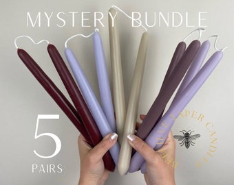 5 Pairs, Mystery Bundle Pure Beeswax Dipped Taper Candles Made in USA handcrafted fall candles wedding candles holiday beelieve taper candle