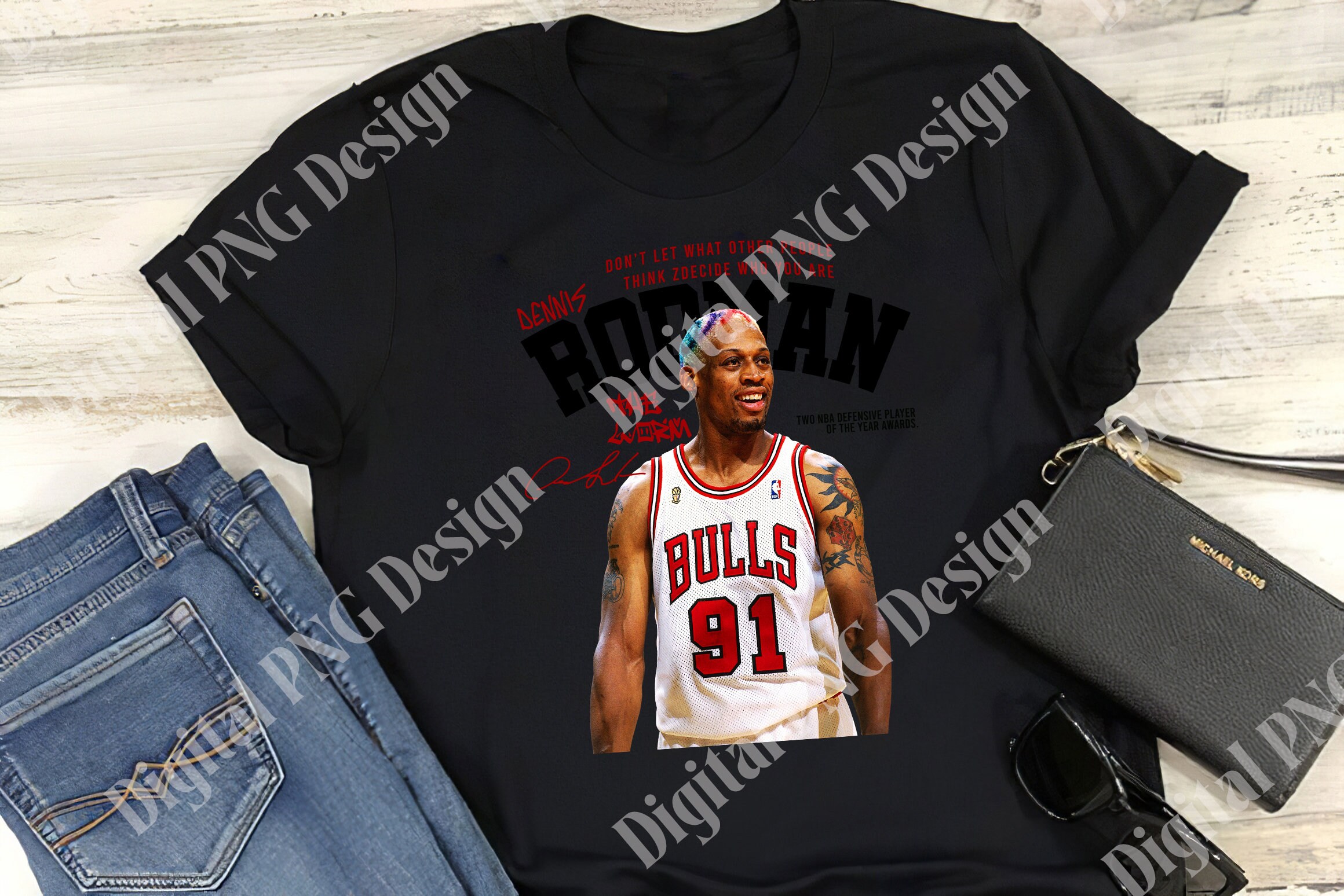 Dennis Rodman T Shirt Design PNG Instant Download