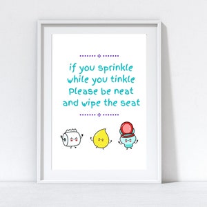 If You Sprinkle When You Tinkle Please Be Neat and Wipe the Seat Quote Printable Wall Art, Bathroom Decor, Bathroom Poster, INSTANT DOWNLOAD