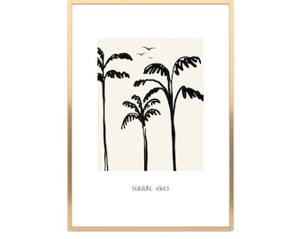 Palme Kunstdruck Schwarzweiß Palme Wand Kunst Minimalist Strand Haus Dekor Tropische Wand Kunst Sommer Wohnkultur Palme Poster