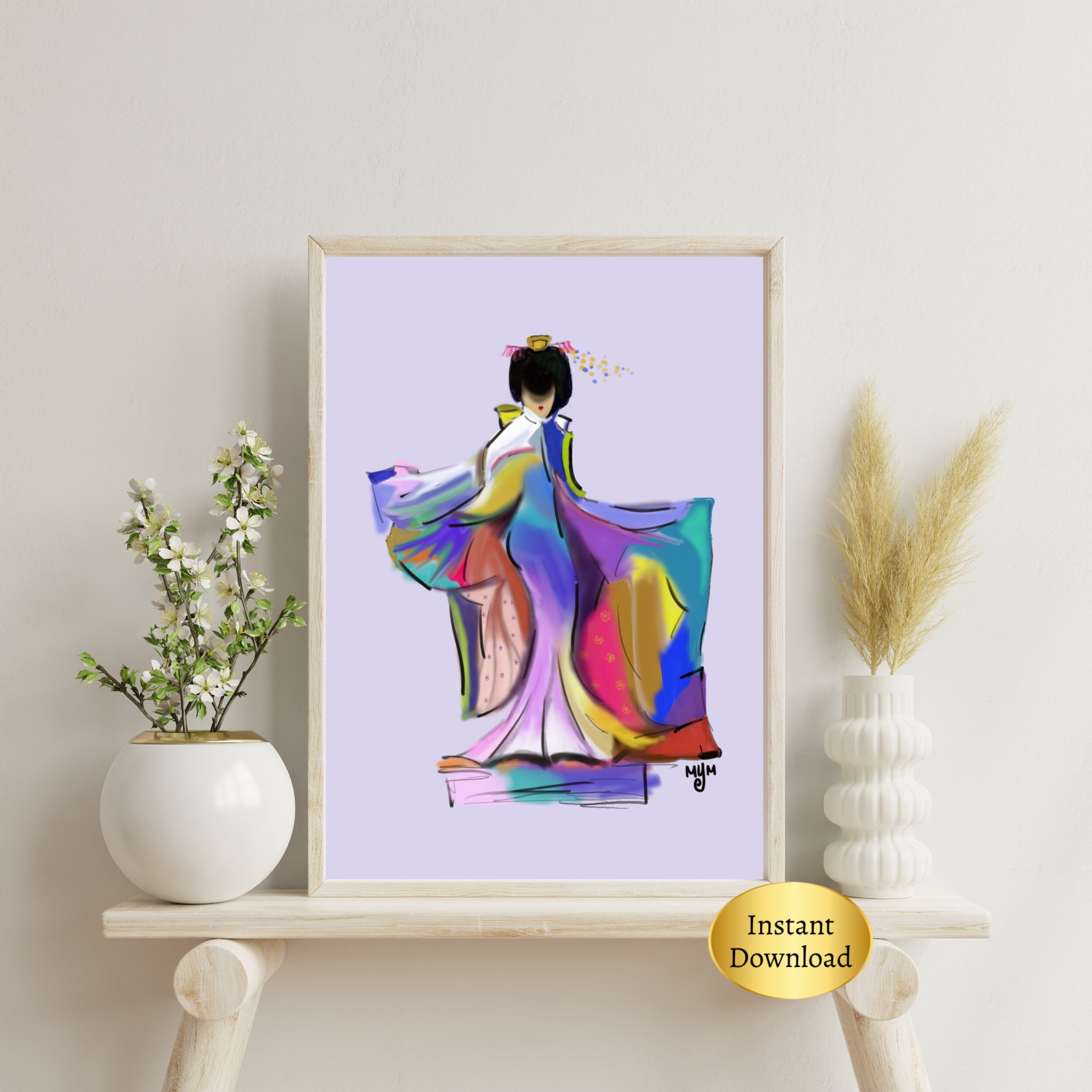 Geisha Wall Art Japanese Geisha Art Print Asian Artwork Japanese Woman