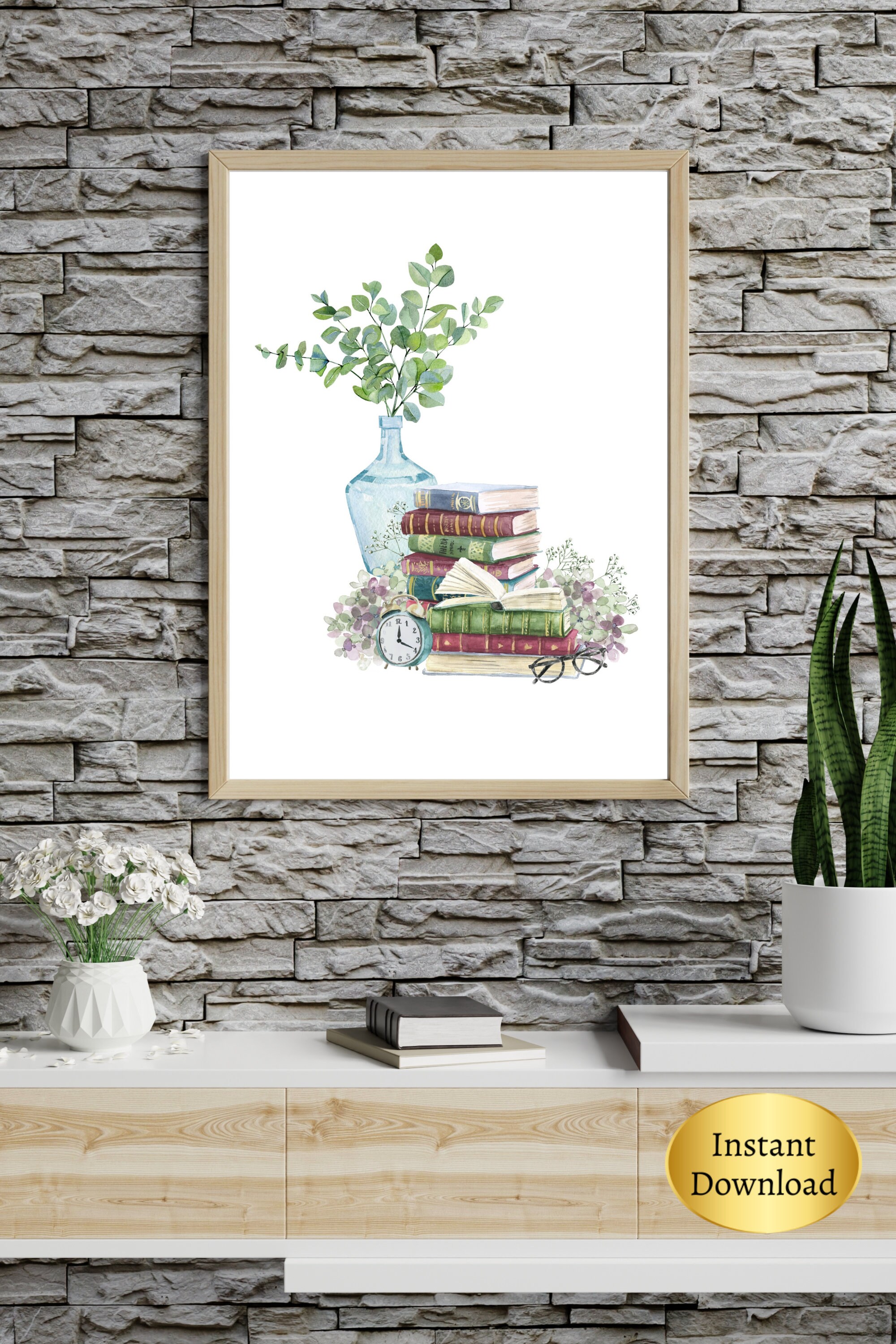Book Wall Art Printable Book Art Print Gift for Book Lovers Bookshelf ...