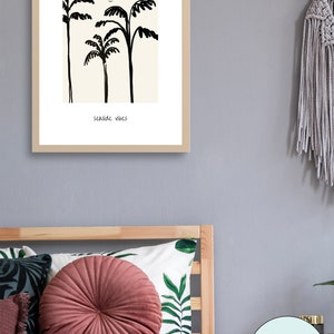 Palm Tree Art Print Black and White Palm Tree Wall Art Minimalist Beach ...