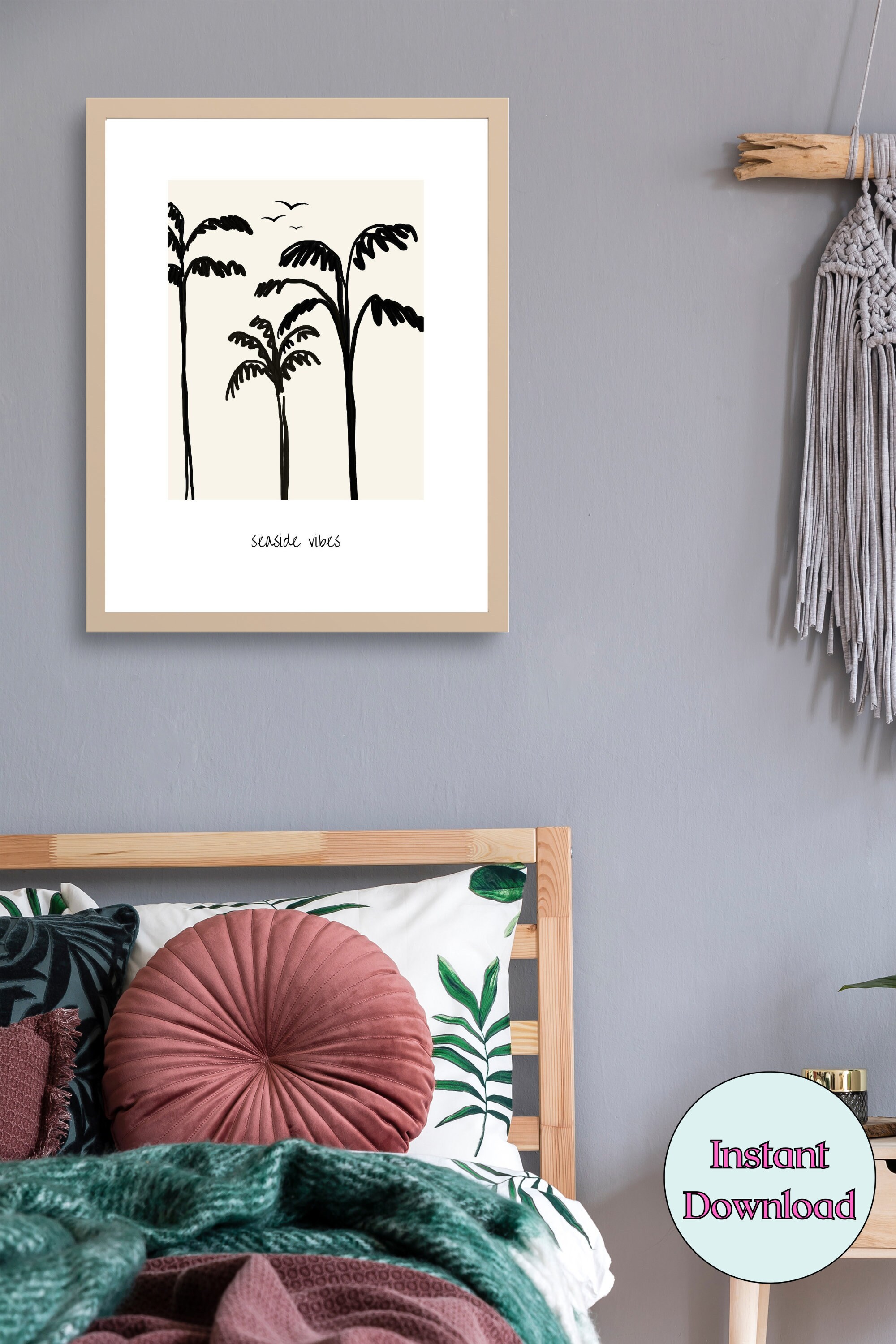 Palm Tree Art Print Black and White Palm Tree Wall Art Minimalist Beach ...