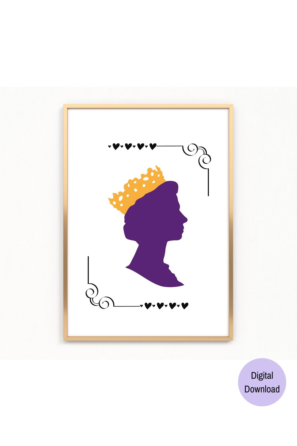The Queen Silhouette Printable Wall Art Queen Profile Etsy
