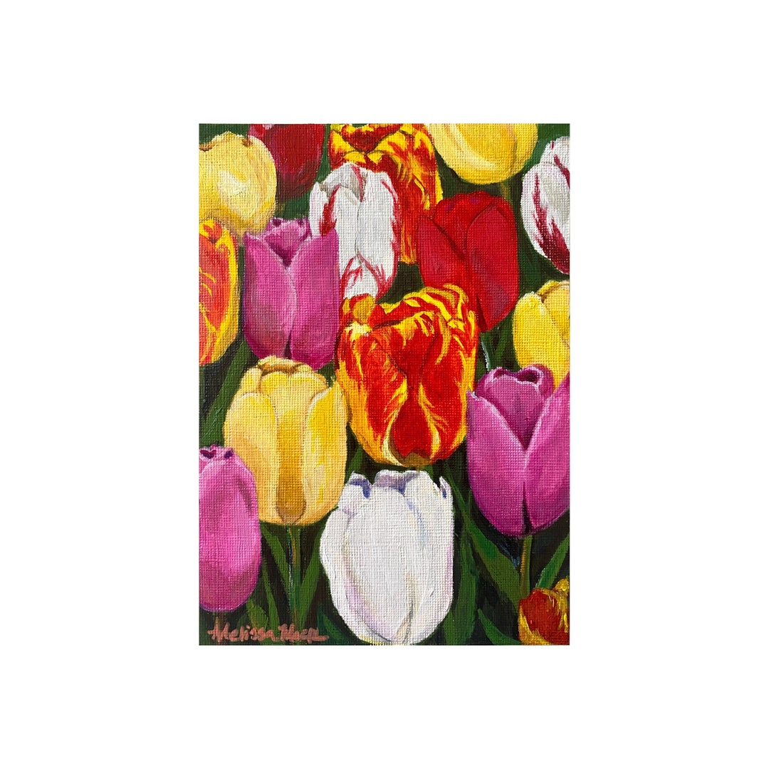 Tulips Acrylic Painting Original Art Colorful Tulip Field Artwork ...