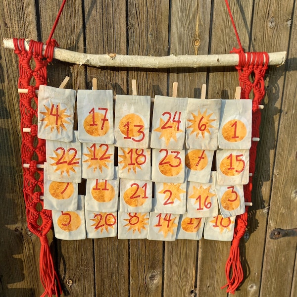 Makramee Adventskalender, Weihnachtskalender, Bio-Baumwolle, Lillestoff