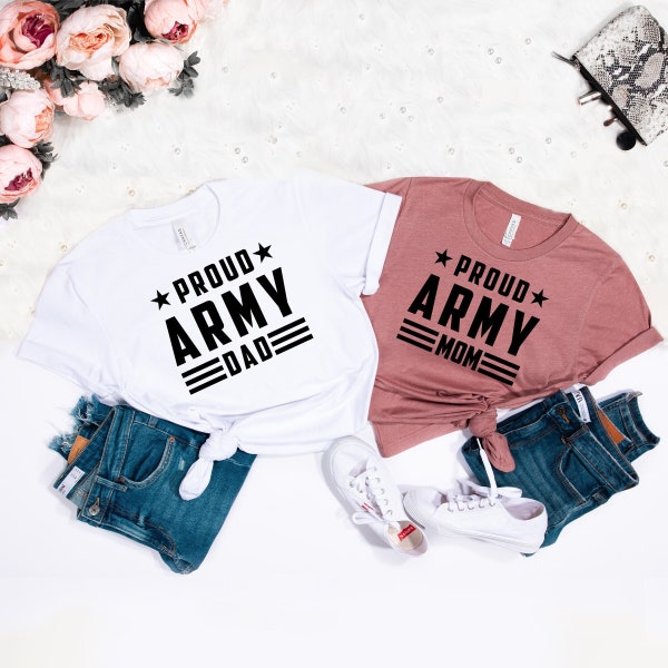 Army Mom Shirt, Military Wife Tshirt, Army Dad T-shirt, Proud Army Outfit, USA Military, Military Dad Wear, Family Matching Shirts for Army