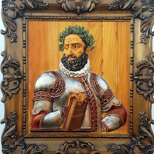 Luís Vaz de Camões Wooden Bust | Hand Carved Portuguese Poet Sculpture | Exotic Wood Art | Literary Gift for Historians & Writers