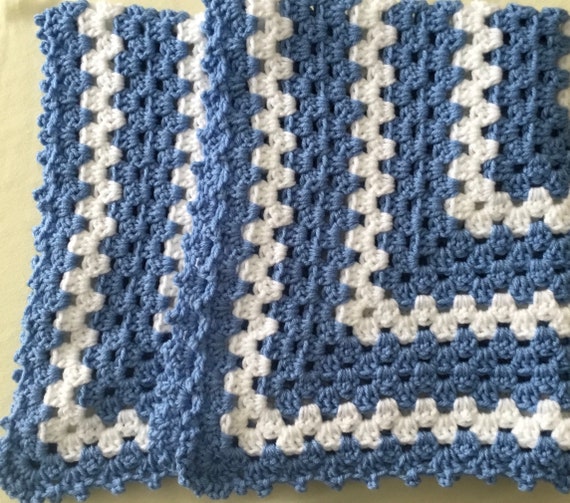 Granny Square Crochet Blanket Baby Boy Crochet Blanket Blue and
