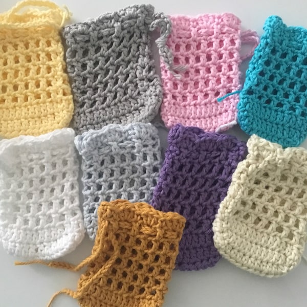 Crochet cotton soap saver bag, soap sock, eco friendly, 100% cotton, handmade item