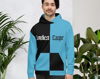 Stylish Two-Toned Black and Blue Pullover, Aesthetic, Trendy, Loneliest Casper hoodie