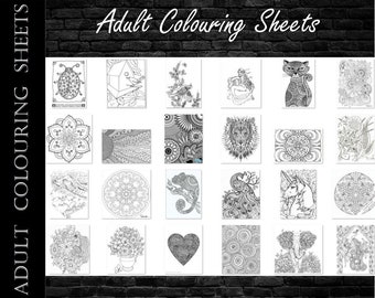 90 Digital Adult Colouring Sheets / Colouring Book / Colouring In - Abstract / Animals / Spiritual - Digital Download