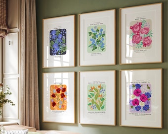 Set of 6 Flower Market, Gallery Wall Set, Flower Market Print, Botanical Wall Art, Flower Poster Set, Flower Market Poster, Digital Prints