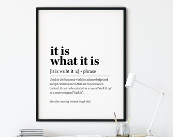 Funny Office Wall Art, Definition Wall Art, It is What It Is Quote Decor,  PRINTABLE Wall Art, Digital Download, Home Office Art