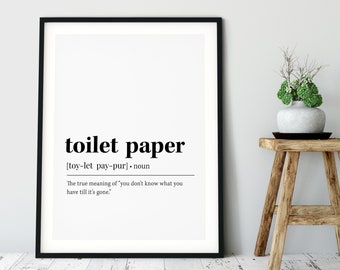 Definición de papel higiénico imprimible, baño imprimible, impresión de cotización de baño, decoración de baño, arte de pared IMPRIMIBLE, descarga digital