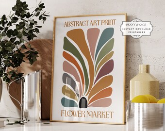 Abstract Flower Market Print, Botanical Wall Art, Flower Wall Art, PRINTABLE Flower Market Poster, Floral Art, Abstract Flower Art Printable