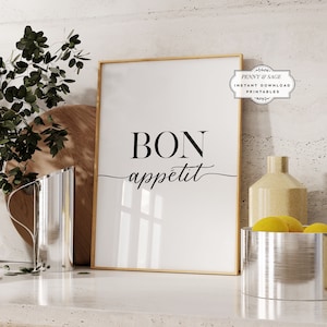 Bon Appetit Printable Kitchen Decor, Dining Room Prints, Kitchen PRINTABLE Wall Art, Housewarming Gift
