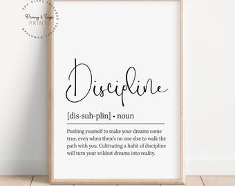 Discipline Definition Wall Art, Discipline Quote Decor, Office Wall Art, Gym PRINTABLE Wall Art, Gift For Friend, DIGITAL DOWNLOAD
