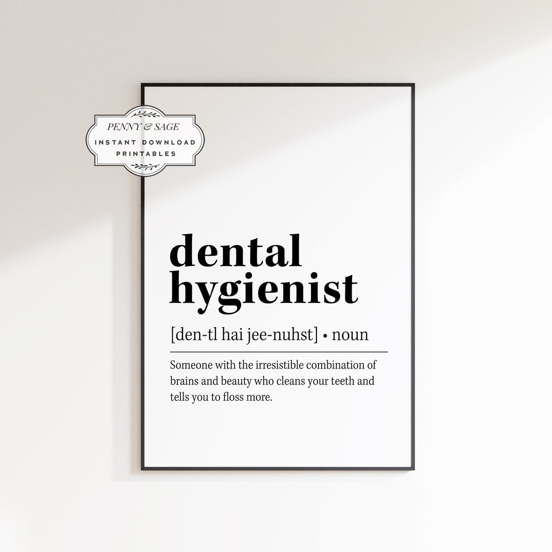 Dental Hygienist Definition Print, Dental Assistant Graduation, Dental