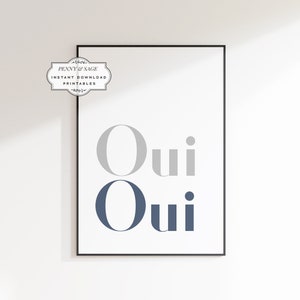 Oui Oui French Quote Bathroom Wall Art, Funny Bathroom Art, Bathroom Sign, New Home Decor, Above Toilet Print, Toilet Typography Art