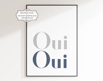Oui Oui Cita francesa Arte de la pared del baño, Arte divertido del baño, Signo del baño, Nueva decoración del hogar, Impresión sobre el inodoro, Arte tipográfico del inodoro
