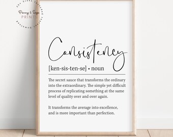 Konsistenz Definition Wandkunst, Mindset Zitat Dekor, Büro Wandkunst, motivierende Wandkunst, Geschenk für Freund, Focus Print DIGITAL DOWNLOAD