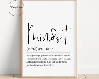 Mindset Definition Wandkunst, Mindset Zitat Dekor, Büro Wandkunst, Motivationswandkunst, Geschenk für Freunde, DIGITAL DOWNLOAD