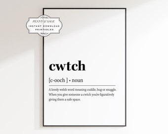 Cwtch Definition Print, Home Wall Art, Dictionary Art Print, Definition Print, Cwtch Print, Book Quote, Typography Print, Welsh Word Art