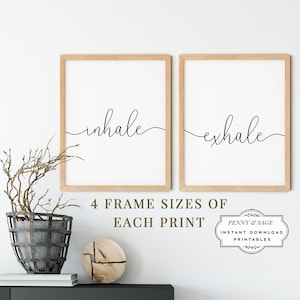 Set di 2: Arte da parete stampabile Inhale Exhale, Stampa Inhale Exhale, Poster Yoga, Arte da parete per camera da letto, Stampa Boho, Regalo per un amico